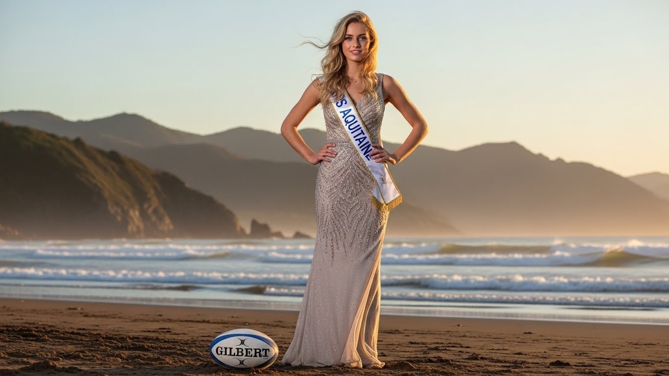 Découvrez Aïnhoa Lahitete, Miss Aquitaine 2025 : 19 ans, étudiante en droit, joueuse de rugby et cousine éloignée de Rita Hayworth. Une candidate qui casse les codes avant Miss France 2026 !