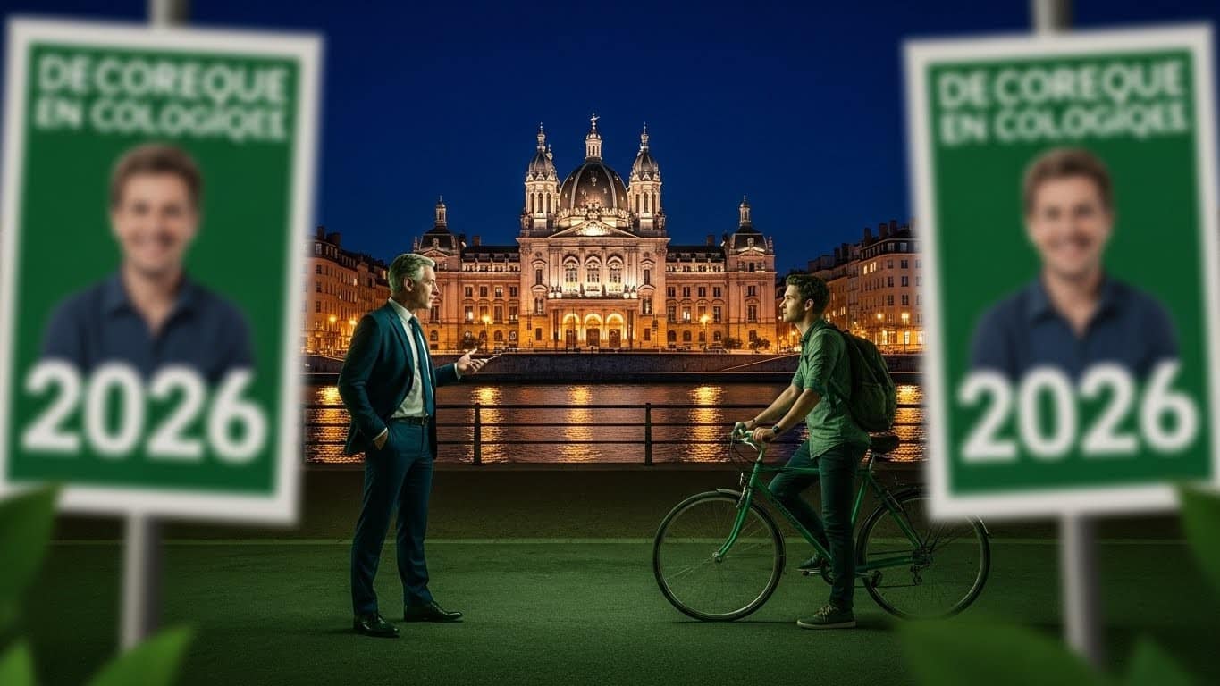 À Lyon, Grégory Doucet, maire écologiste sortant, brigue un second mandat mais les sondages le donnent distancé face à Jean-Michel Aulas. Une bataille inattendue pour 2026.