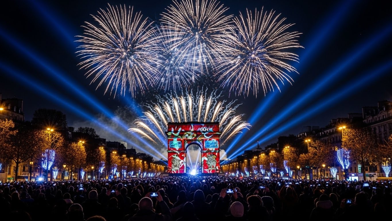 Découvrez le programme complet du réveillon 2026 sur les Champs-Élysées : mapping spectaculaire, feu d'artifice géant, hommage à Dembélé Ballon d'Or et mesures de sécurité. Tout ce qu'il faut savoir pour fêter la nouvelle année à Paris !