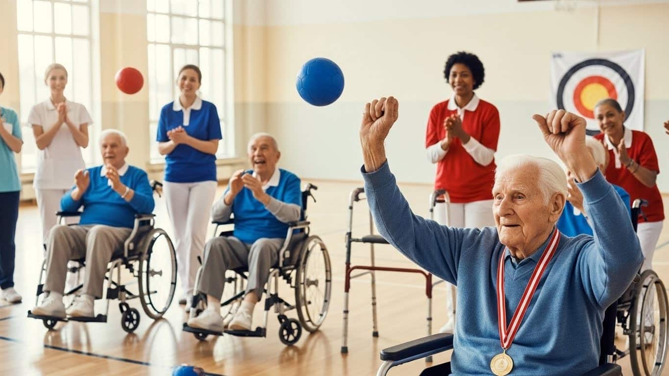 Découvrez les premiers Jeux Old'ympiques dans le Val-de-Marne : résidents d'Ehpad centenaires inclus s'affrontent avec joie. Une belle initiative pour préserver l'autonomie par le sport adapté.