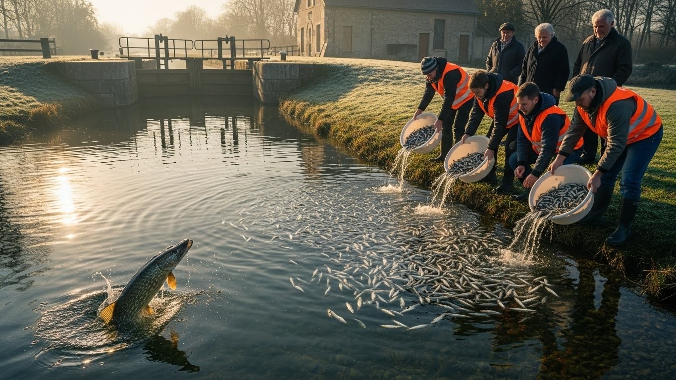Un an après la terrible pollution qui a tué 7,5 tonnes de poissons, le canal du Loing revit. Découvrez le rempoissonnement massif, les espèces réintroduites et pourquoi l’enquête piétine encore.