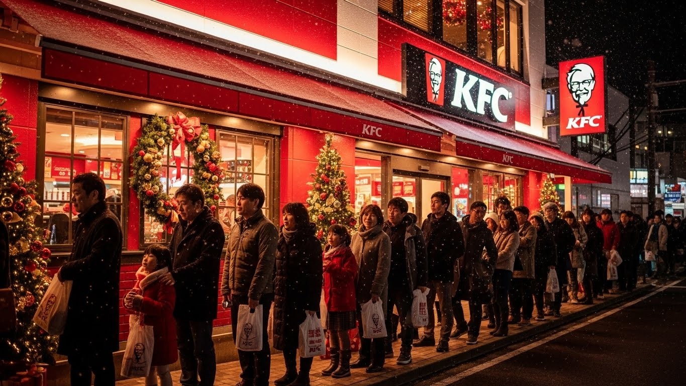 Découvrez l'histoire fascinante derrière la tradition japonaise de manger du poulet frit KFC à Noël. Un incroyable succès marketing qui a transformé une fête occidentale en phénomène local unique.