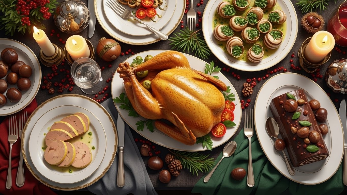 Découvrez les origines historiques du foie gras, chapon, bûche de Noël et escargots. Pourquoi ces traditions culinaires persistent-elles lors des fêtes de fin d'année en France ?