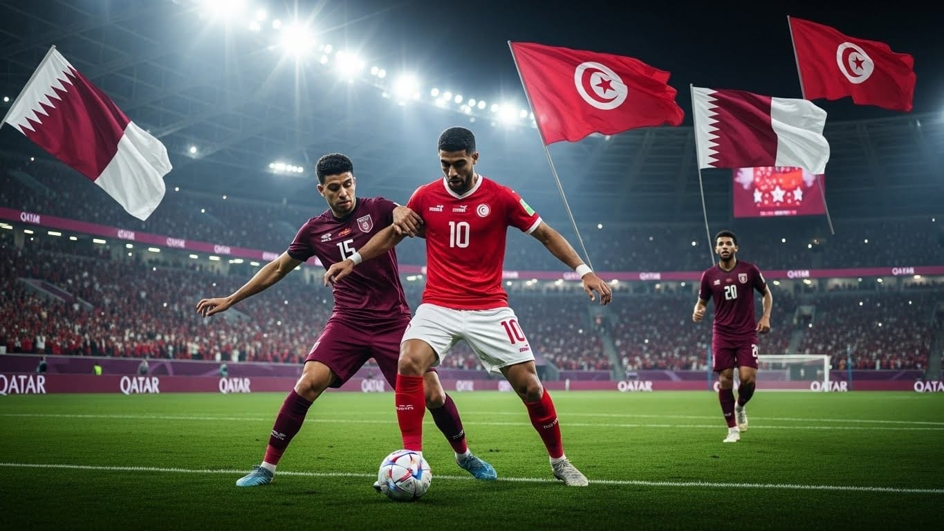 Découvrez l'heure exacte et la chaîne pour suivre Qatar-Tunisie en Coupe Arabe ce dimanche. Les Aigles de Carthage jouent leur qualification : tout ce qu'il faut savoir avant ce choc décisif !
