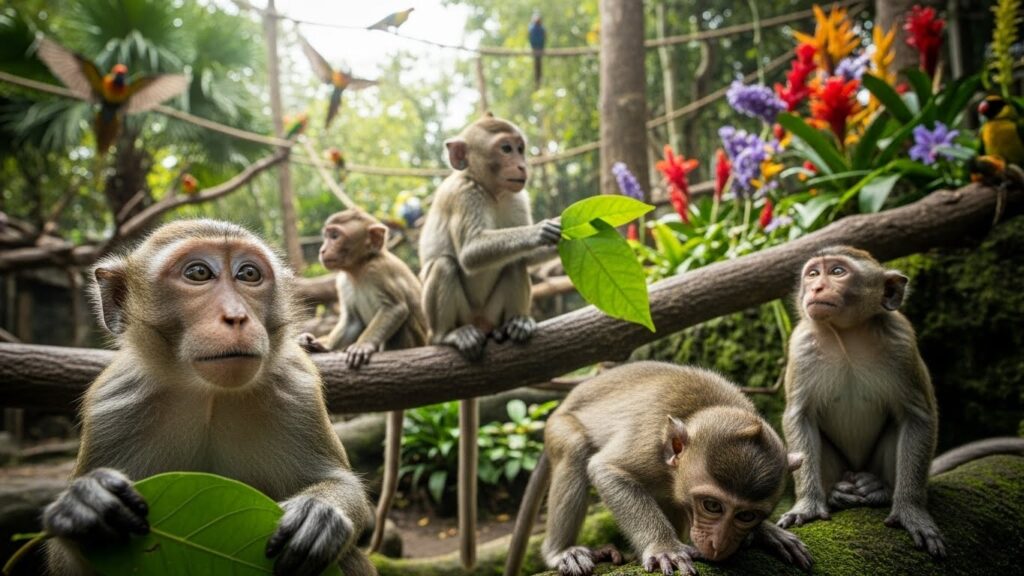 Quatre Macaques de Laboratoire Sauvés de l&rsquo;Euthanasie au Parrot World