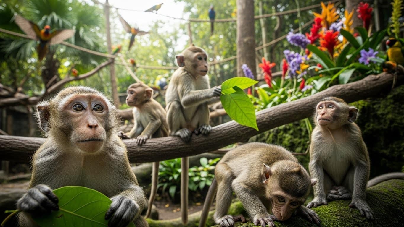 Découvrez l'histoire émouvante de quatre macaques issus de laboratoires pharmaceutiques qui ont trouvé refuge au Parrot World à Crécy-la-Chapelle, un parc engagé pour le bien-être animal.