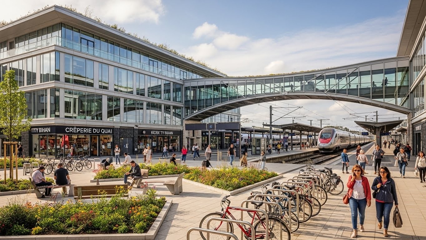 Découvrez comment la nouvelle gare de Quimper, après 5 ans de travaux et 56 millions d'euros investis, espère redynamiser le quartier et attirer à nouveau les clients et les touristes.