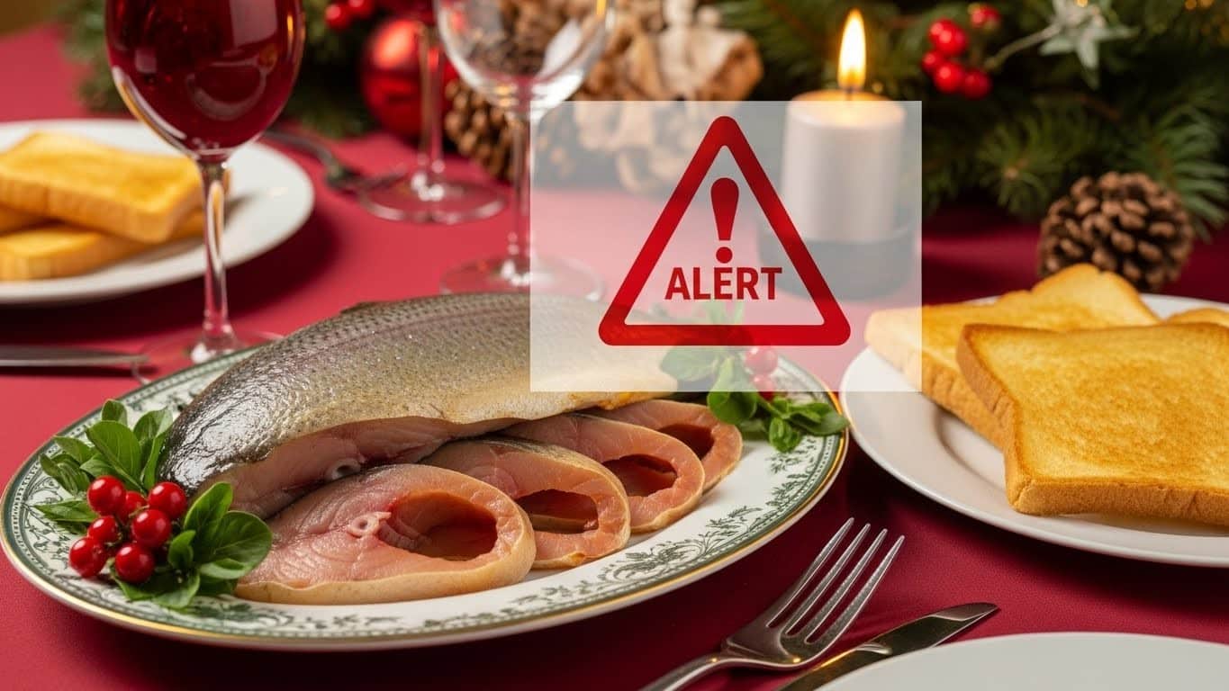 Attention avant les fêtes : truite fumée et toasts nature rappelés pour risques de listeria et allergènes non déclarés. Détails des lots concernés, symptômes et conseils pour éviter les dangers ce Noël.