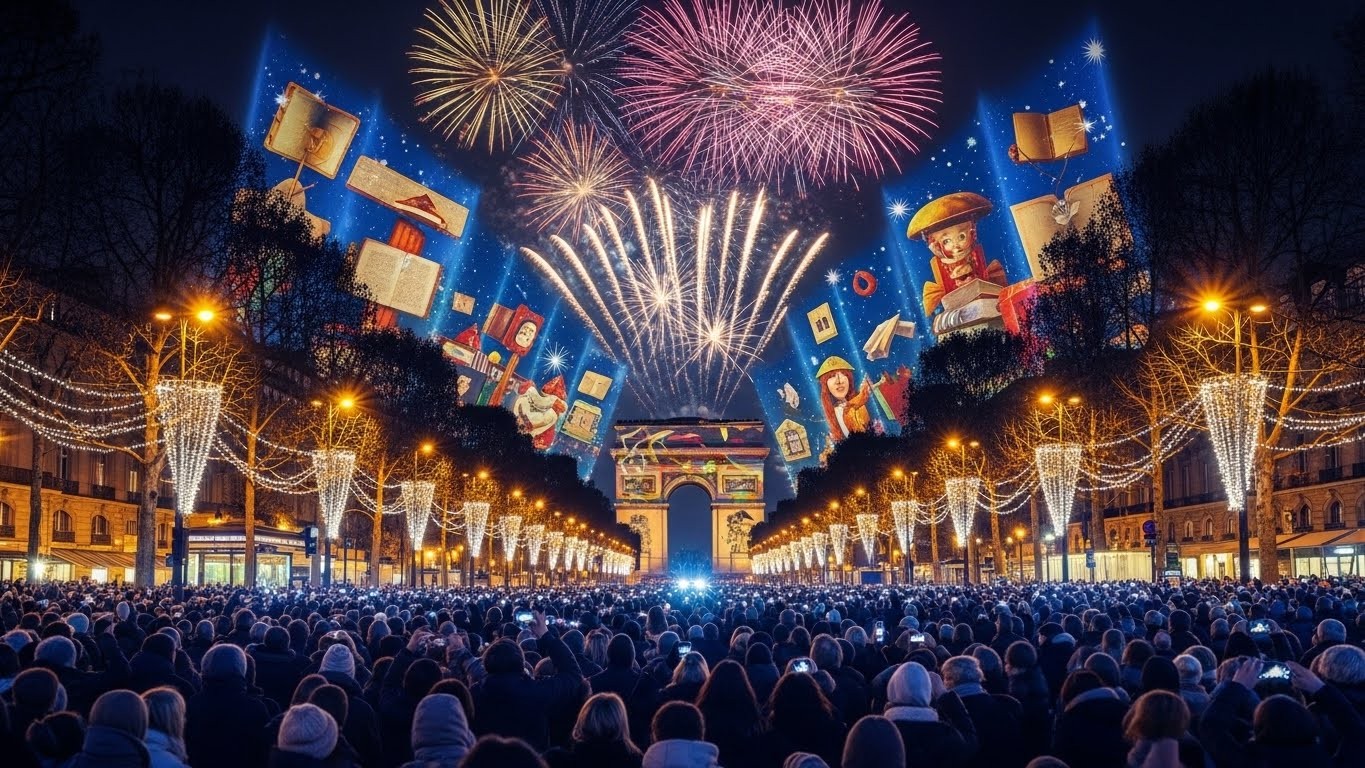 Découvrez le programme complet du Réveillon du Nouvel An 2026 sur les Champs-Élysées : thème arts et pensée, mapping spectaculaire, feu d'artifice... Tous les conseils pour profiter pleinement de cette fête magique à Paris !