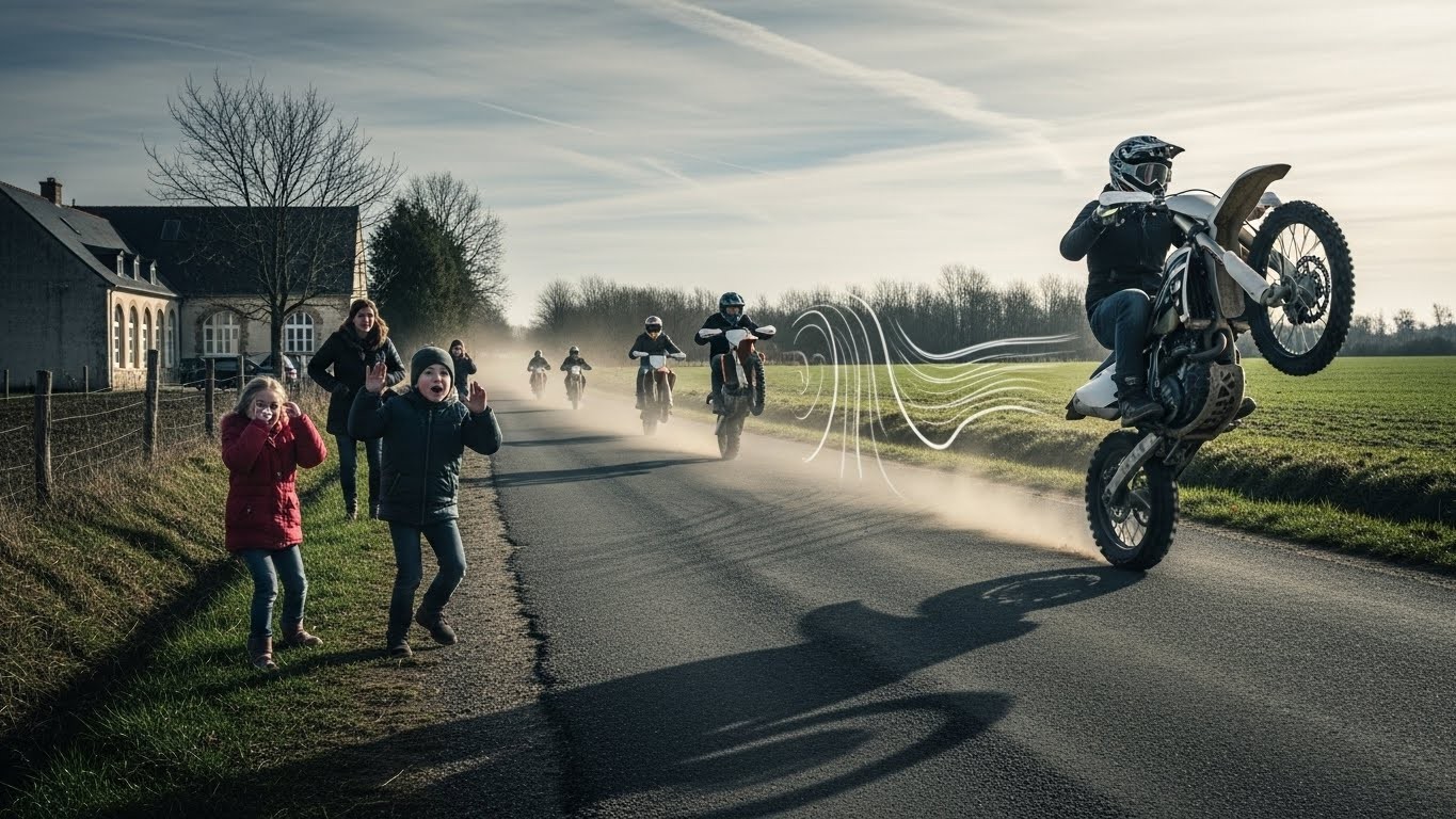 Dans les villages de l'Oise, les rodéos à moto non homologués terrorisent parents et enfants près des écoles. Nuisances sonores et risques d'accident : comment stopper ce fléau rural qui gâche la vie quotidienne ?