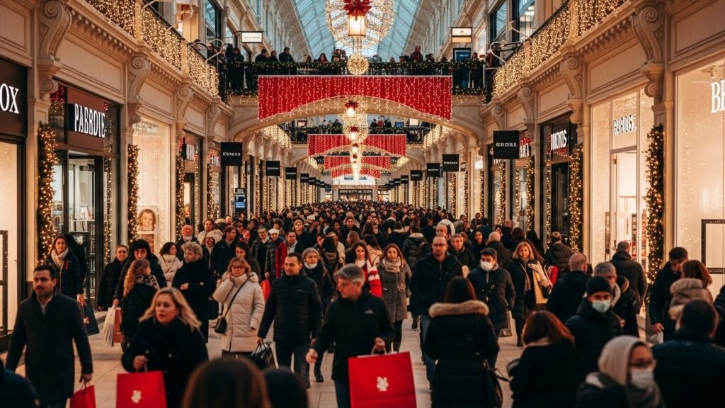 Rush Achats Noël dans un Grand Centre Commercial