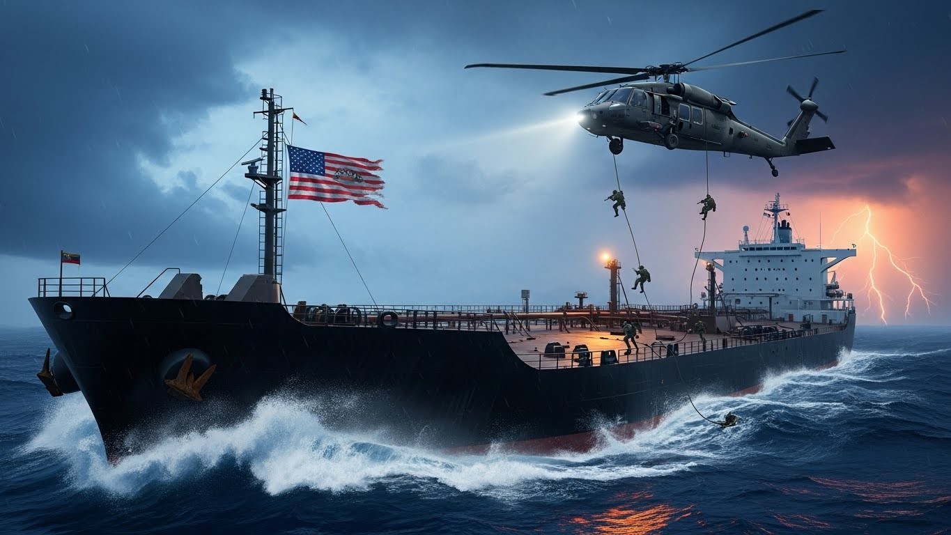 Les États-Unis saisissent un énorme pétrolier vénézuélien en mer des Caraïbes. Caracas parle de piraterie et de vol éhonté. Trump assume. Décryptage complet d’une crise qui sent le pétrole et la poudre.