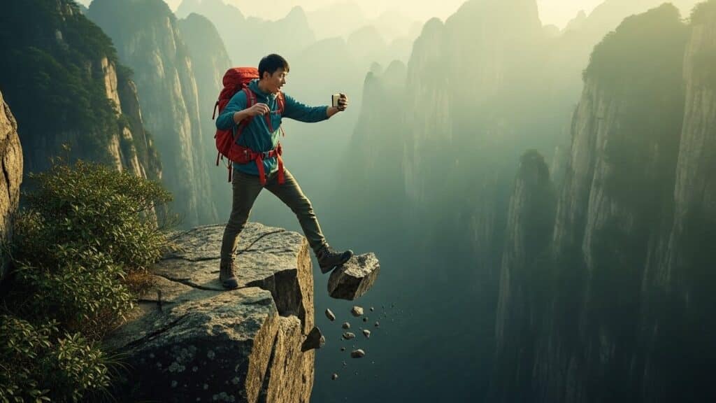 Selfie Mortel en Chine : Il Chute de 40m et Survécut