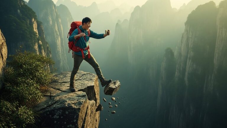 Selfie Mortel en Chine : Il Chute de 40m et Survécut