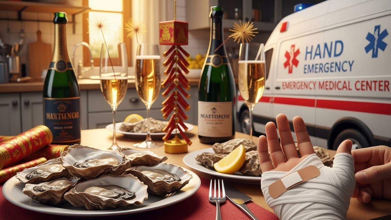 Pétards, huîtres : les accidents du réveillon sont fréquents dans les Yvelines. Découvrez les centres SOS Mains qui sauvent les fêtes et les conseils pour éviter les blessures aux mains.