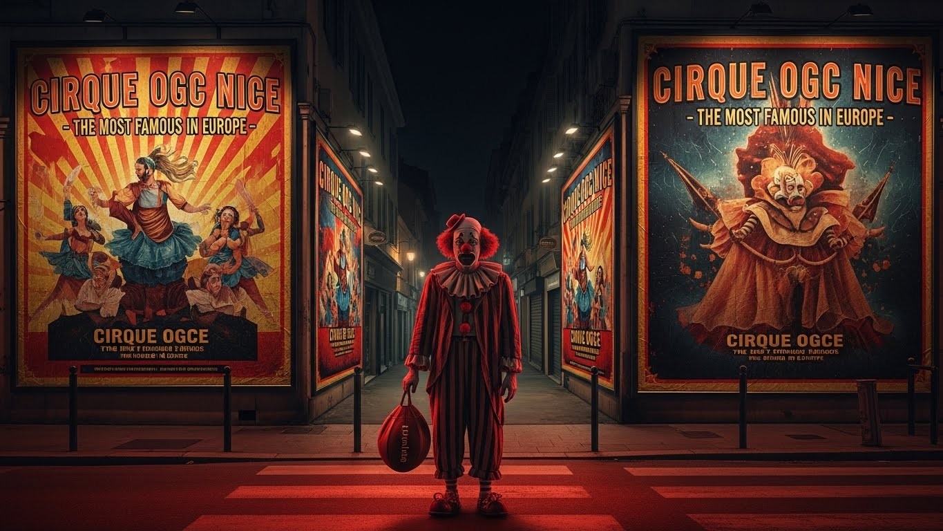 Crise à l’OGC Nice : les supporters transforment leur désespoir en buzz géant avec un site « Cirque OGC Nice ». Affiches, musique de foire et 1,6 million de vues… jusqu’où ira l’autodérision ?