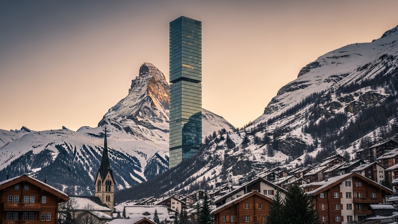Une tour de 260 mètres et 62 étages prévue à Zermatt pour régler la crise du logement divise habitants et amoureux des Alpes. Va-t-on dénaturer l’un des plus beaux villages suisses ?