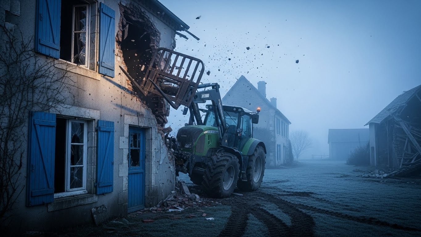 Un agriculteur de 59 ans comparaît pour tentative d'assassinat après avoir défoncé deux maisons au tracteur. Une nuit d'effroi dans un petit village de Charente-Maritime. Récit complet d’un drame rural qui glace le sang.