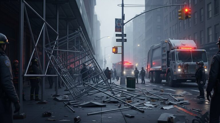 Tragique Accident à New York : Piétonne Écrasée par Échafaudage