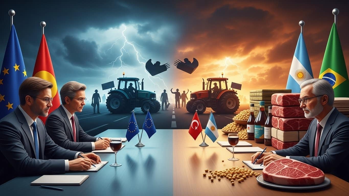 Le traité UE-Mercosur divise l'Europe : Macron demande un report face à la colère agricole. Qui gagne, qui perd dans cet accord commercial controversé ? Analyse complète des rapports de force.