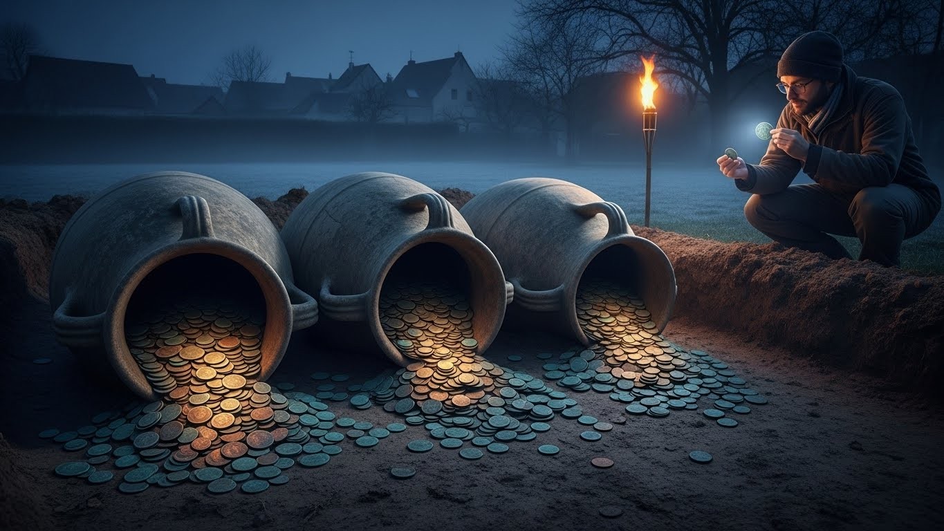 Découverte exceptionnelle en Meuse : 40 000 monnaies de bronze enfouies depuis 1700 ans dans trois amphores chez un particulier. Un trésor qui appartient à l’État et fait la fierté d’un village.