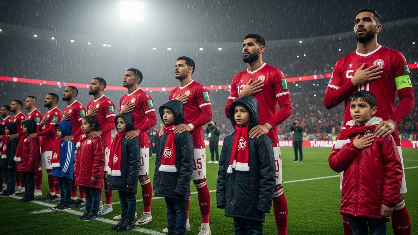 Découvrez le moment émouvant où les joueurs tunisiens protègent les enfants de la pluie avec leurs vestes lors de l'hymne à la CAN 2025. Un geste fair-play qui marque les esprits avant une victoire convaincante.