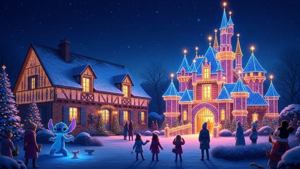 Un Papa Transforme son Jardin en Château Lumineux pour Noël