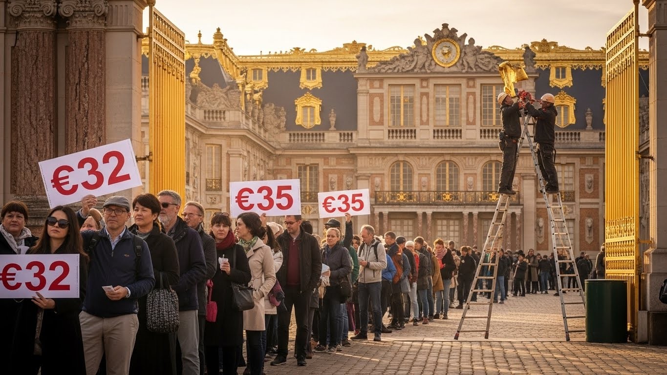 Dès janvier 2026, Versailles et d’autres sites majeurs appliquent une hausse ciblée pour les visiteurs hors Europe. +3 € à Versailles, +10 € au Louvre… Explications et réactions.