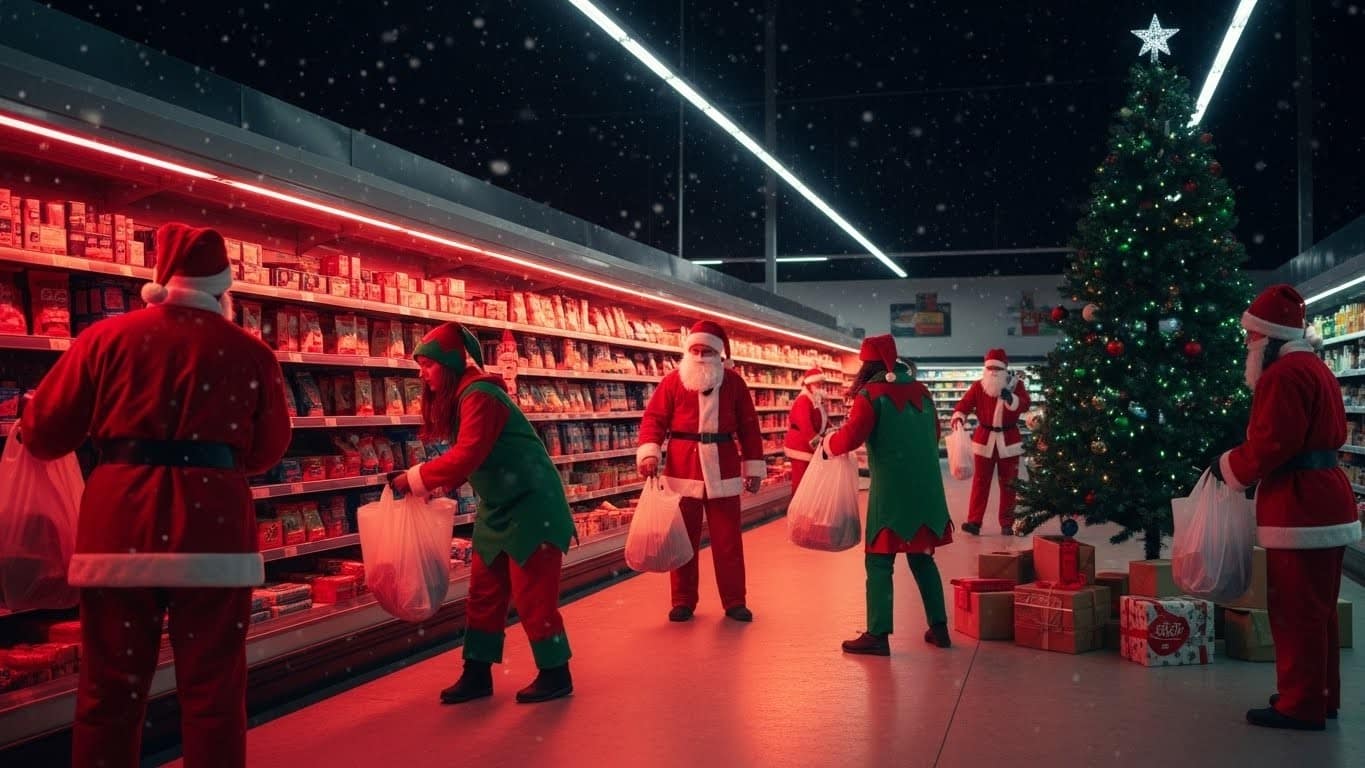 Déguisés en Père Noël, des activistes ont pillé un supermarché à Montréal pour redistribuer la nourriture aux nécessiteux. Une action choc contre l'inflation et les profits records des grandes chaînes.