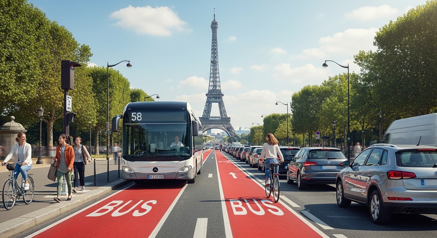 Un sondage révèle que 65% des habitants de Paris et banlieue soutiennent la création de nouveaux couloirs réservés aux bus et tramways, au détriment de la voiture. Une majorité appelle à repenser l'espace urbain.