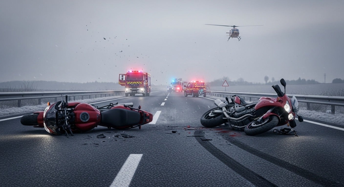 Tragique collision entre deux motards à Vert-le-Petit sur la D31 : un mort et un blessé grave. Causes, secours et sécurité routière analysés dans ce drame qui marque 2026.