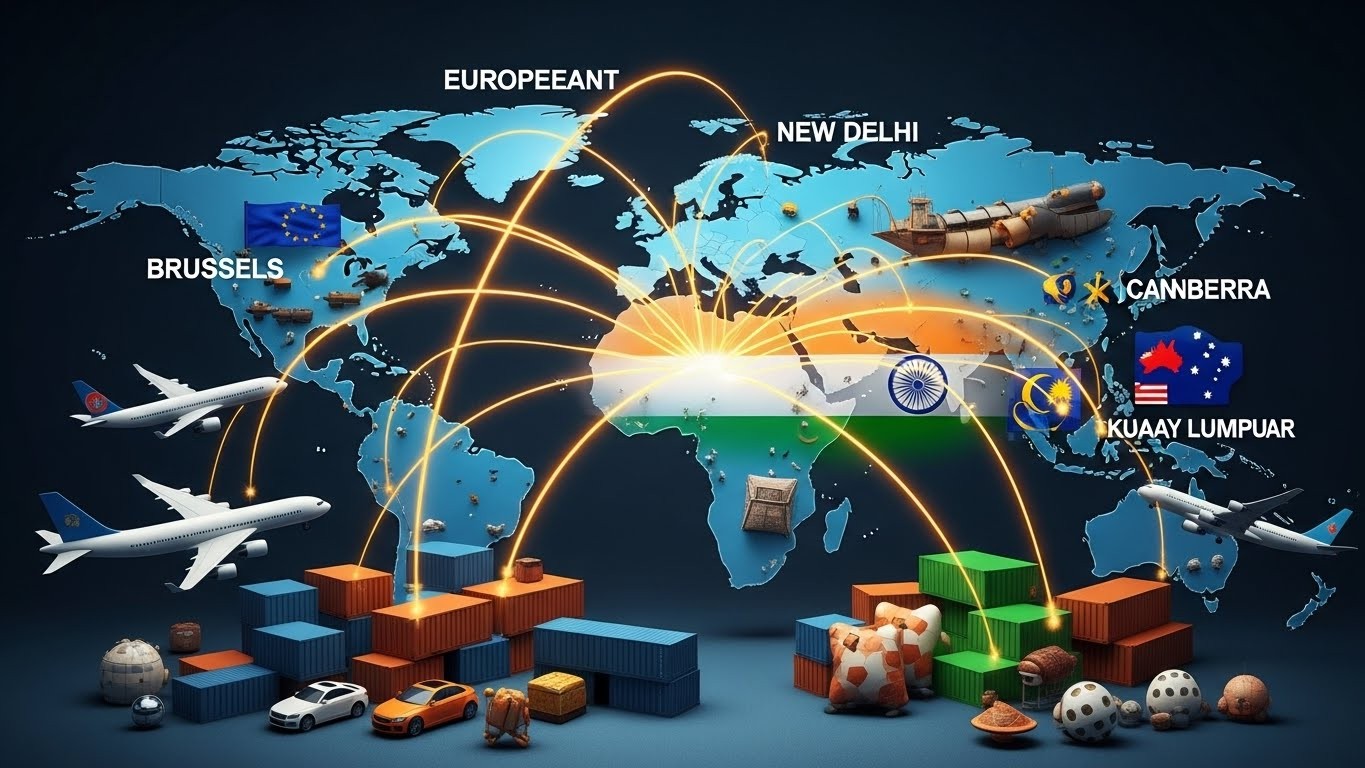 Découvrez les futurs accords de libre-échange que l'UE négocie avec l'Inde, l'Australie, la Malaisie et d'autres, pour diversifier ses échanges face aux tensions mondiales. Impacts et enjeux expliqués.
