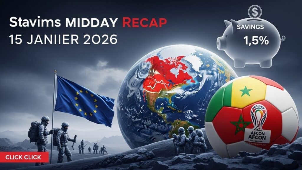 Actualités Midi 15 Janvier 2026 : Groenland, CAN, Livret A