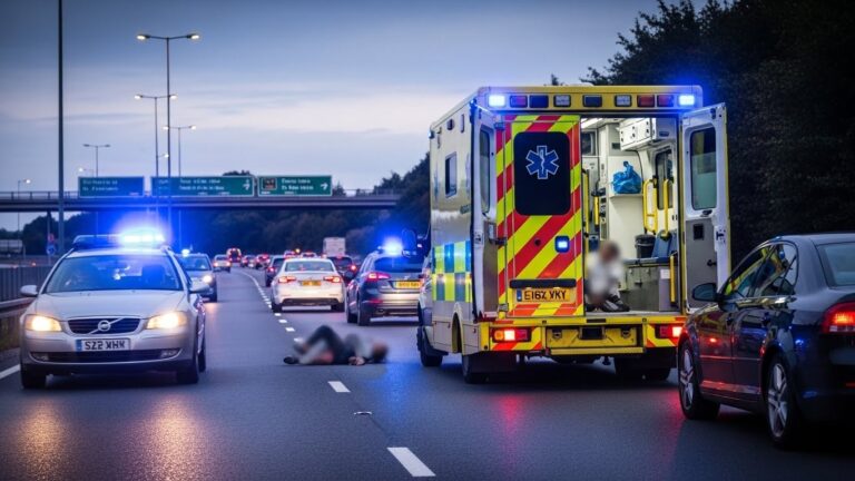 Adolescente Tombe d&rsquo;une Ambulance sur Autoroute UK
