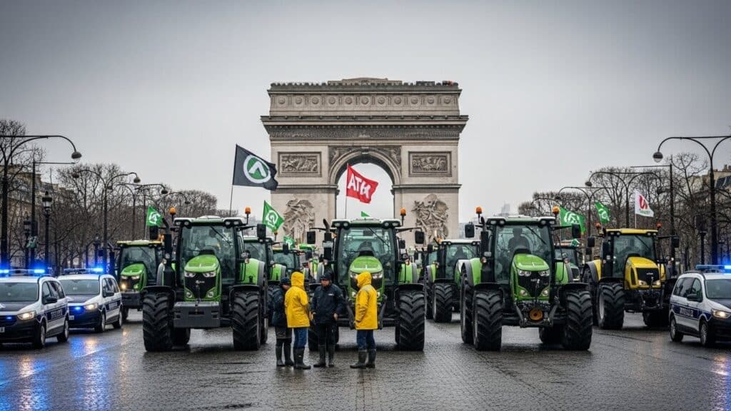 Agriculteurs à Paris : Tracteurs contre Mercosur