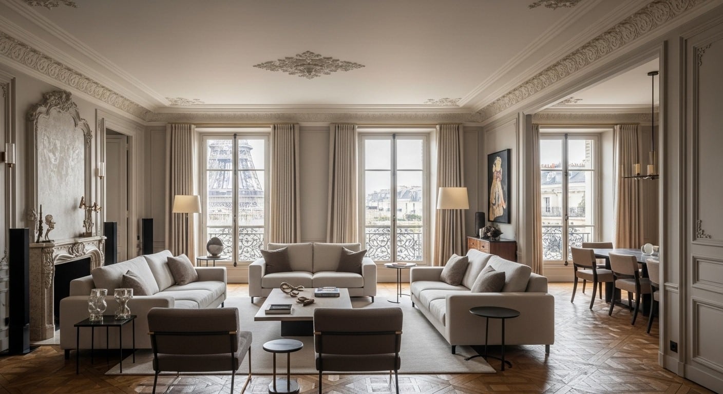 Découvrez les coulisses d’un appartement haussmannien de 220 m² près du Champ-de-Mars, mêlant charme Art nouveau et modernité absolue. Prix : plus de 5 millions €. Un voyage dans le temps à Paris.
