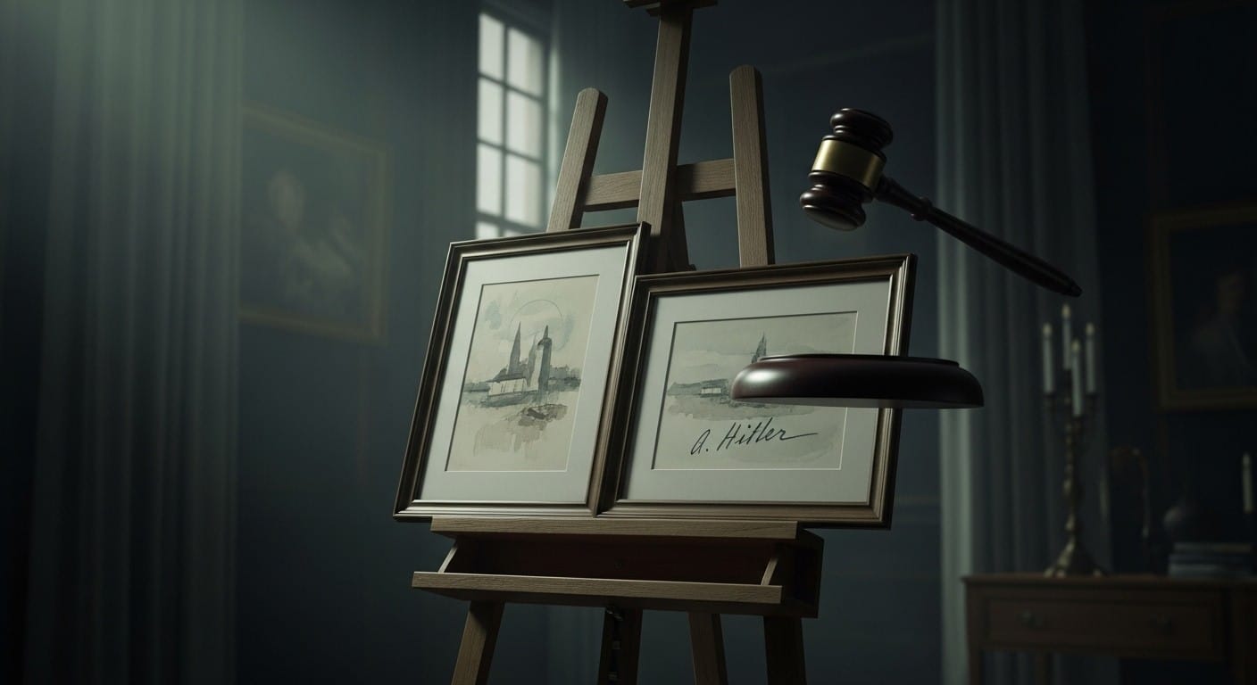 Deux aquarelles attribuées à Adolf Hitler, peintes dans sa jeunesse, ont été adjugées près de 5800 euros lors d'une vente aux enchères en Angleterre. Un événement qui ravive le malaise autour du commerce de l'art nazi.