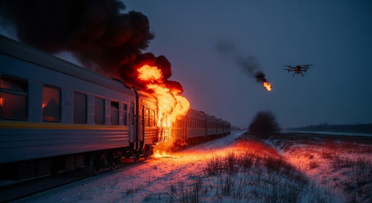 Attaque de Train en Ukraine : Cinq Morts dans un Raid de Drones