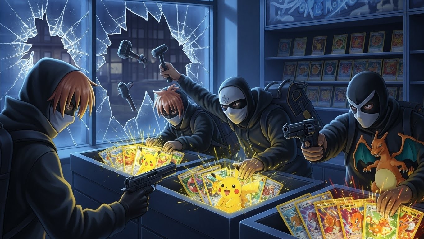 Un braquage violent dans une boutique Pokémon de Manhattan fait disparaître pour 100 000 $ de cartes rares. Découverte d'une vague de vols qui inquiète les collectionneurs.