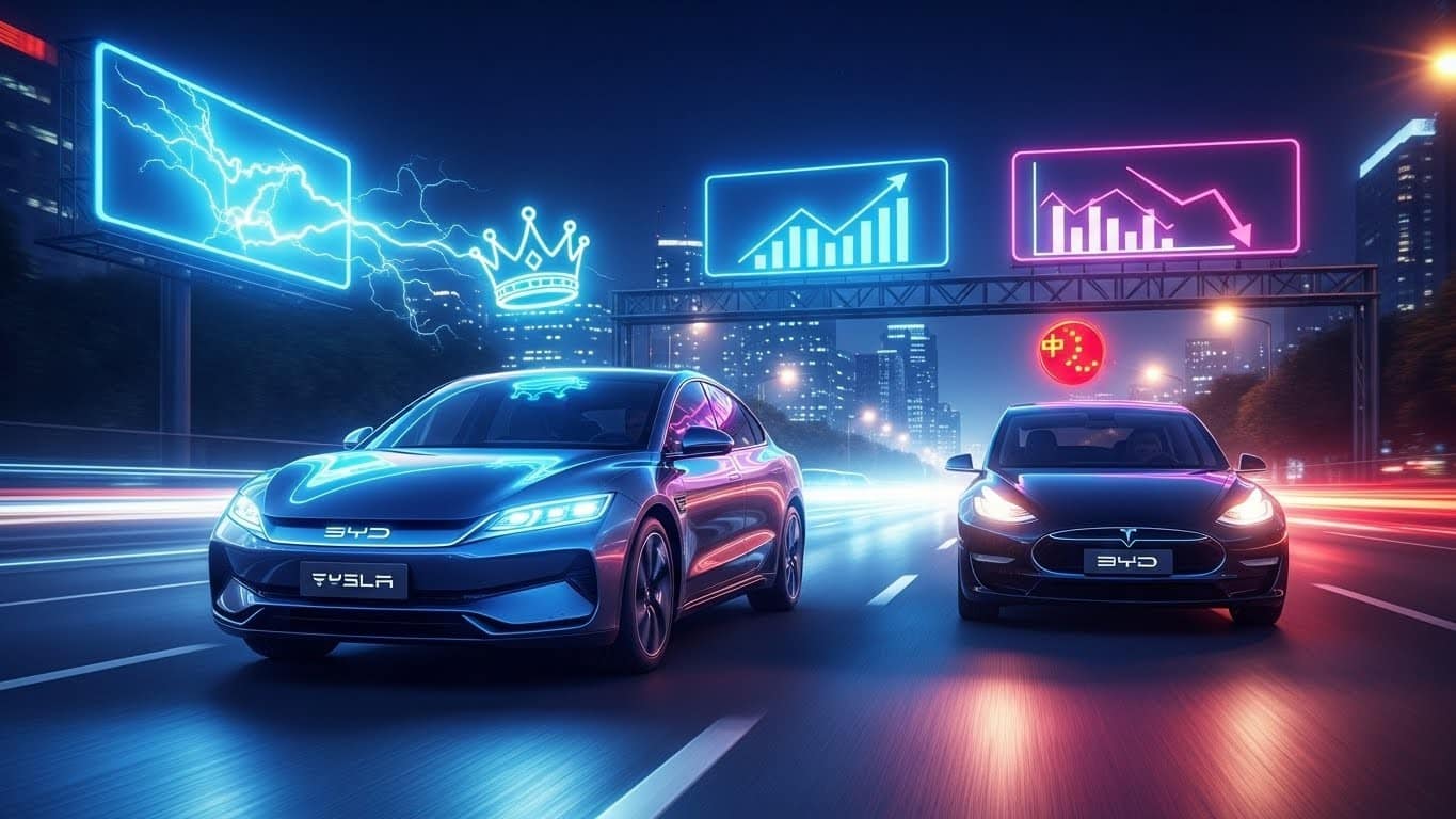 Découvrez comment BYD a surpassé Tesla en 2025 avec 2,26 millions de véhicules électriques vendus contre 1,6 million pour l'américain. Analyse complète des raisons et impacts sur le marché.