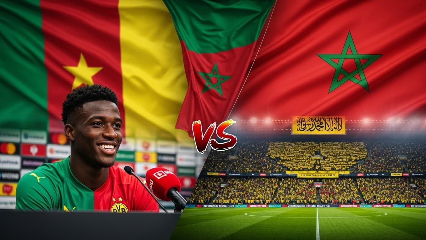 À la veille du quart de finale CAN 2025 Cameroun-Maroc, le jeune Christian Kofane provoque en comparant les supporters marocains à ceux de Dortmund. Analyse d'un choc sous tension.