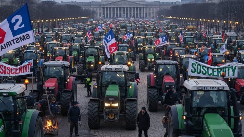 Colère Agricole : Tracteurs FNSEA Devant l&rsquo;Assemblée Nationale