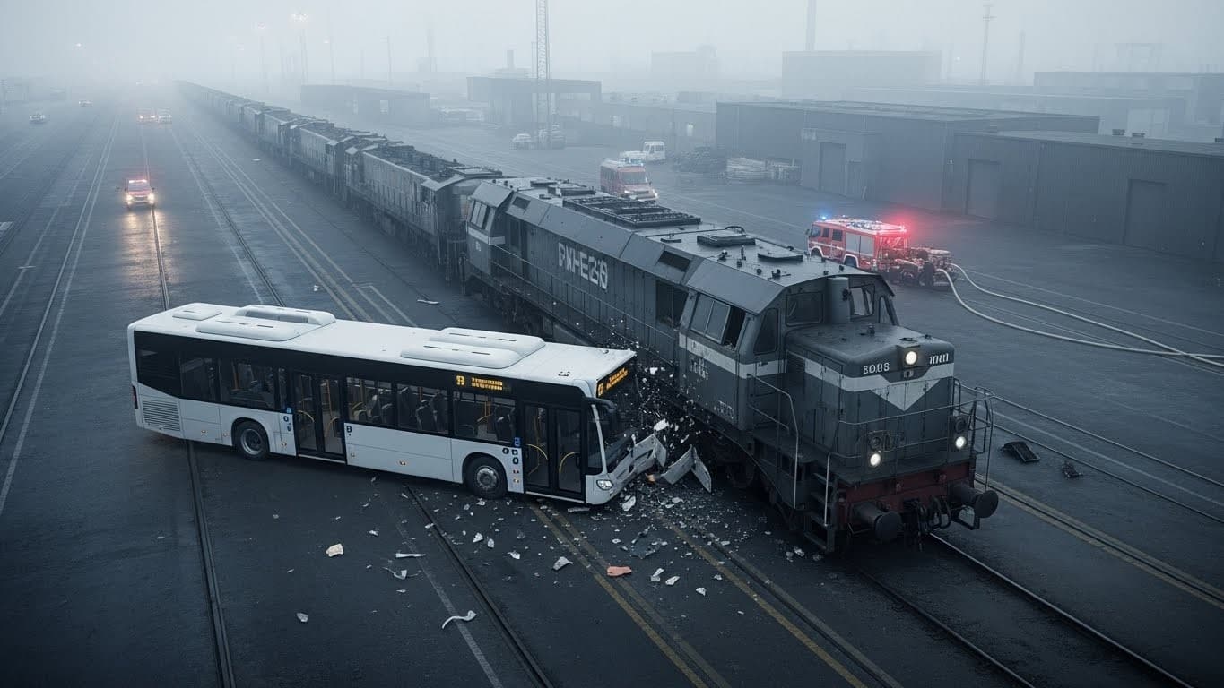 Tragique accident à Hambourg : un bus percute une locomotive dans le port, 1 mort, chauffeur en danger de vie. Passage à niveau non gardé, causes inconnues. Détails et analyse.