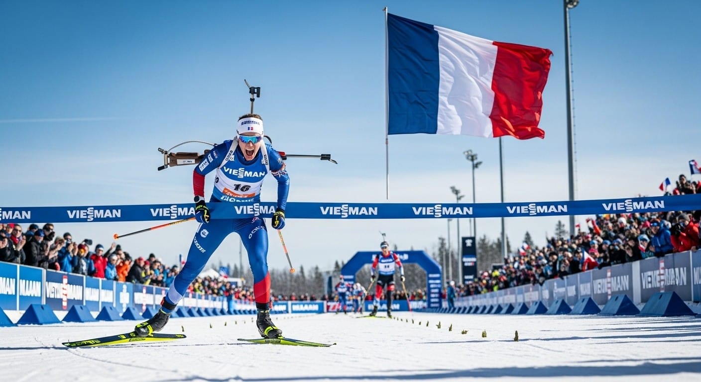 Julia Simon remporte la mass-start de Nove Mesto devant Océane Michelon. Les Françaises brillent avant les JO 2026 de Milan-Cortina. Lou Jeanmonnot conserve le dossard jaune.