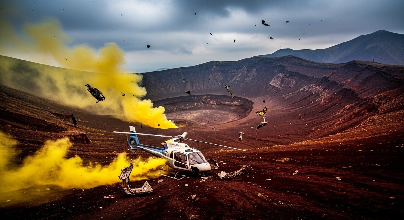 Un hélicoptère touristique s'est écrasé dans le cratère du mont Aso au Japon. Débris repérés, sauvetage entravé par gaz volcaniques et vents violents. Détails et analyse du drame.
