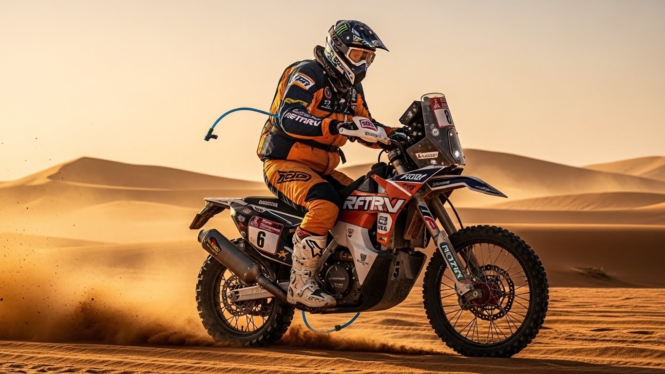 Des heures sans pause dans le désert saoudien : découvrez les astuces d’hydratation et la gestion des besoins naturels des pilotes moto et auto du Dakar. Techniques surprenantes révélées.