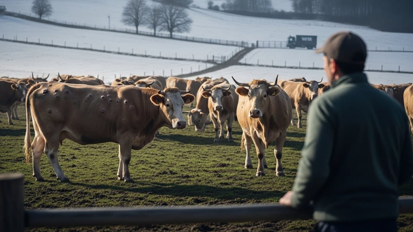 Un nouveau foyer de dermatose nodulaire contagieuse détecté en Ariège sur un troupeau vacciné. Abattage imminent, colère des éleveurs : décryptage d'une crise qui touche 116 exploitations en France.