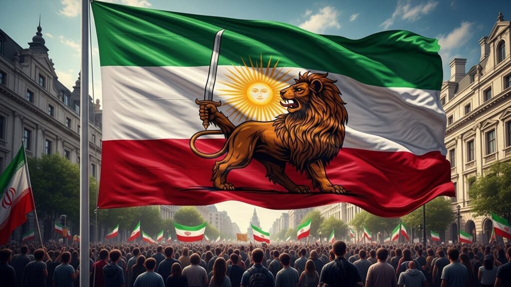 Drapeau Lion et Soleil : Symbole de la Révolte Iranienne