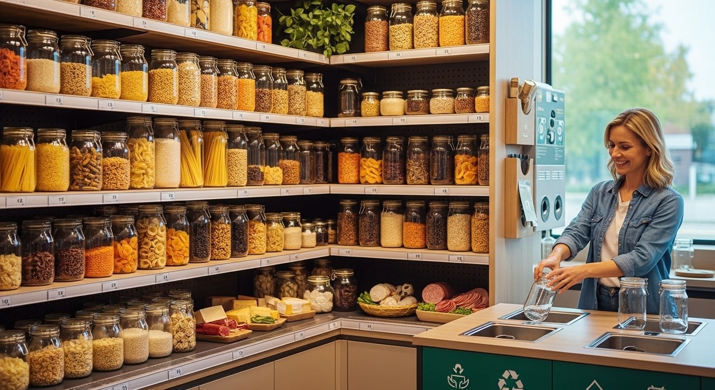 Découvrez comment le Drive Tout Nu s’installe chez Intermarché avec 90 produits en bocaux réutilisables. Une révolution zéro déchet simple et accessible pour tous les consommateurs.