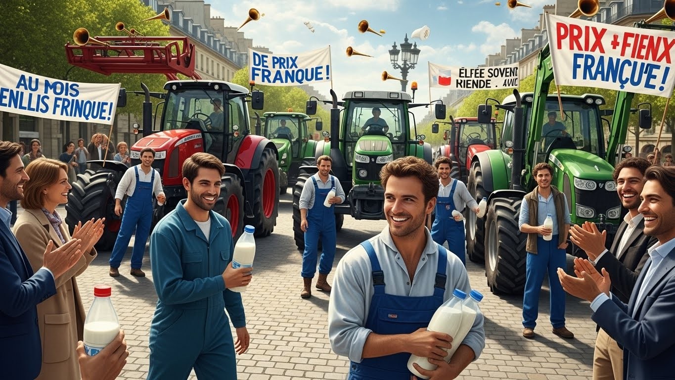 Éleveurs laitiers mobilisés à Paris et près de Châtenay-Malabry : distribution gratuite de lait, klaxons, blocages. Découvrez pourquoi ils exigent un prix juste et un soutien réel face à la concurrence déloyale.